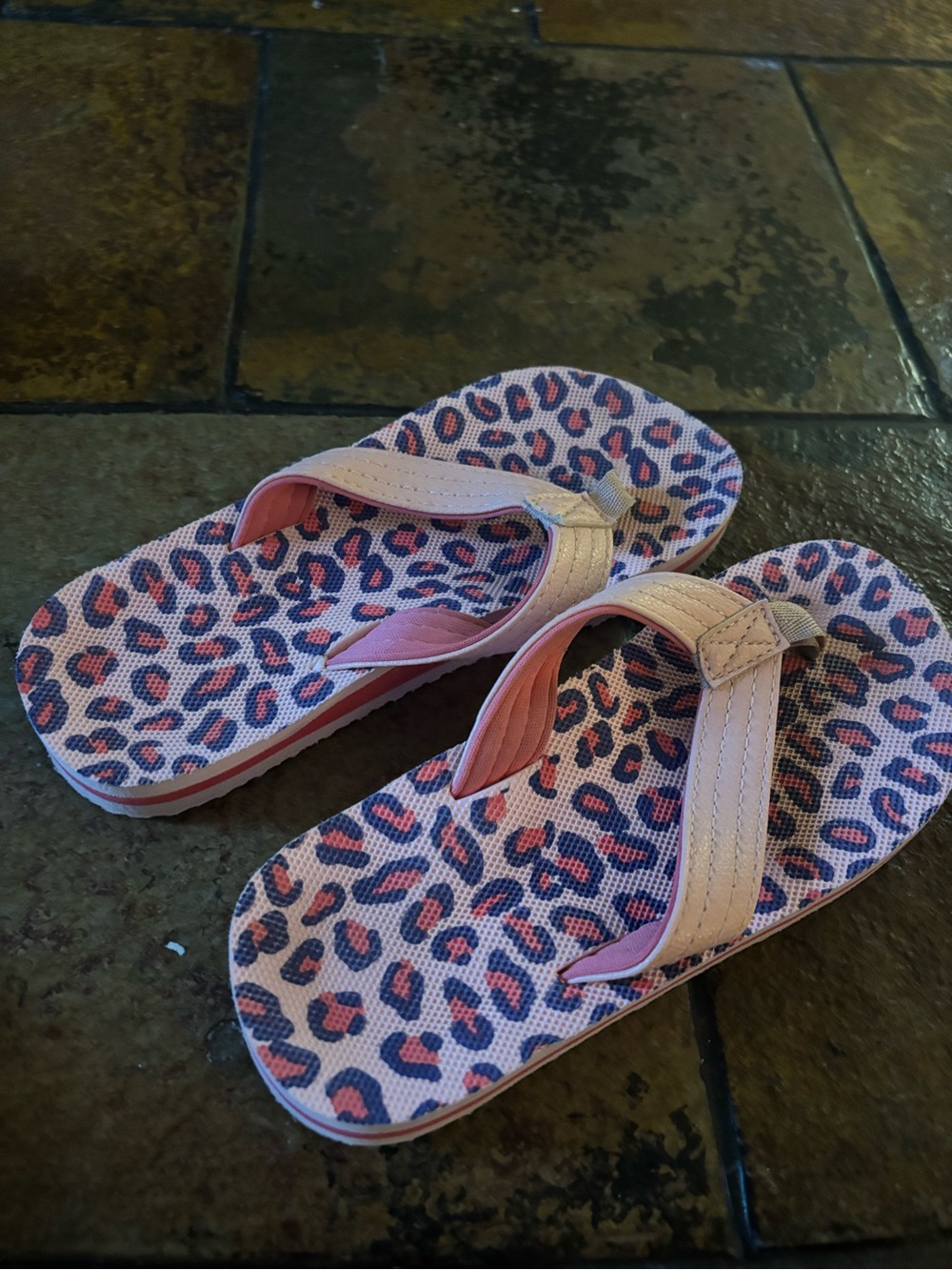 Pink Leopard Print Flip Flop Sandals